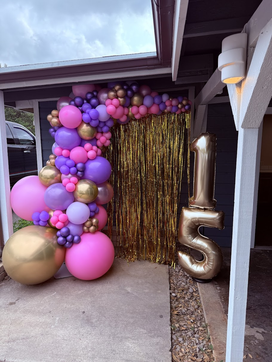 Organic birthday balloon decor