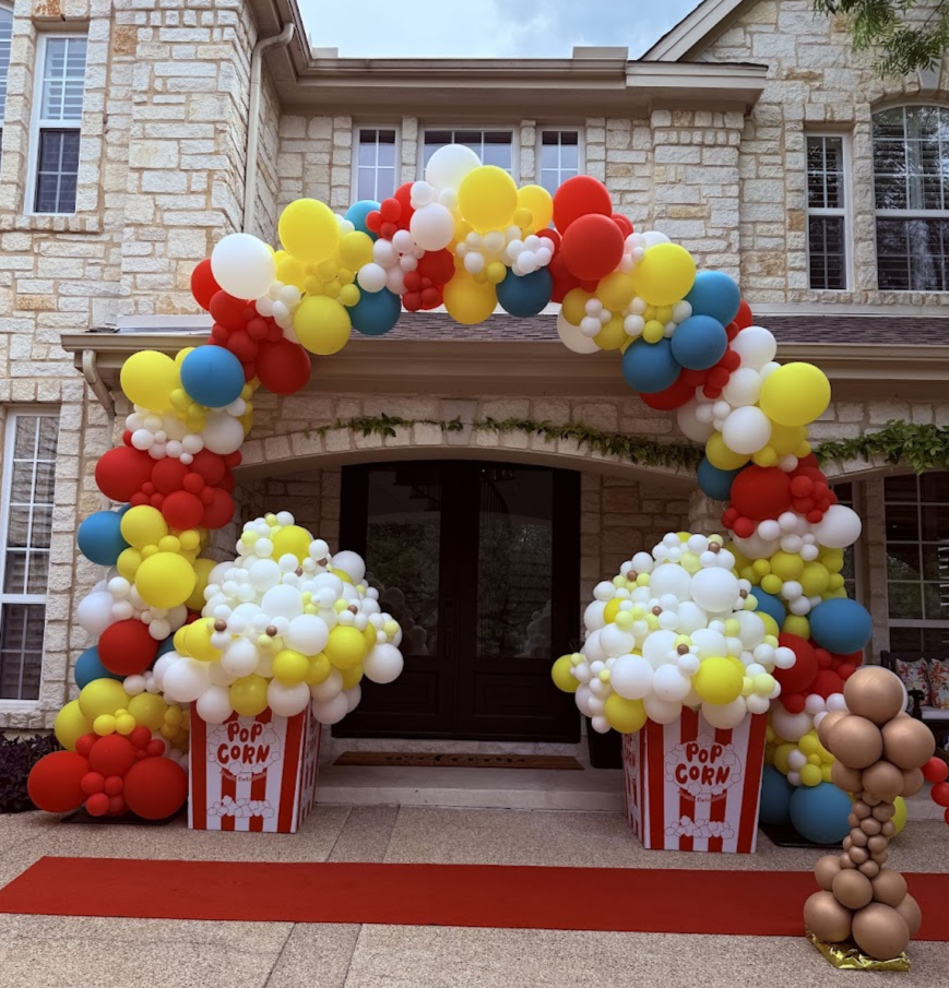 Themed custom balloon arch created by Balloon Man