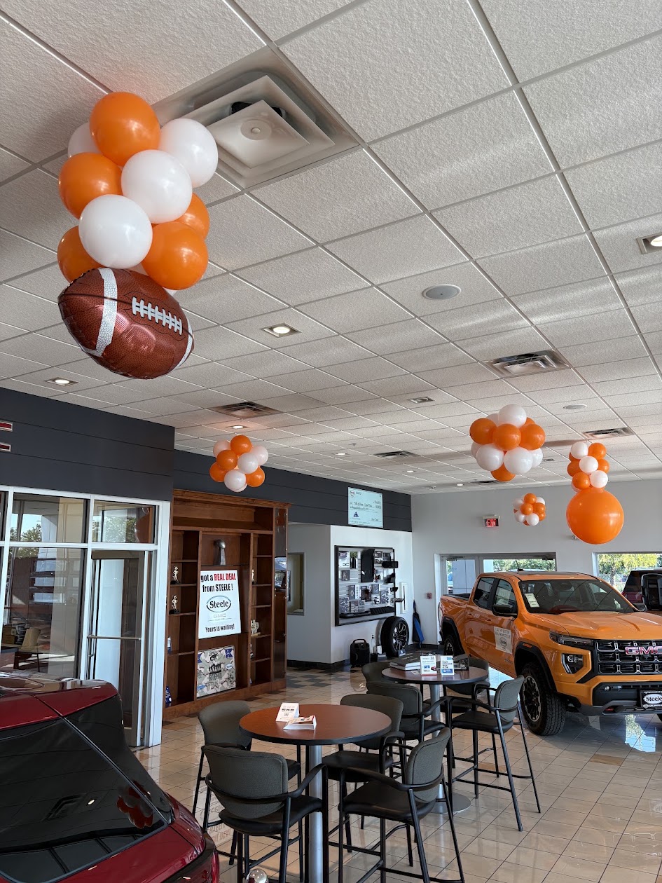 Football themed balloon decor display